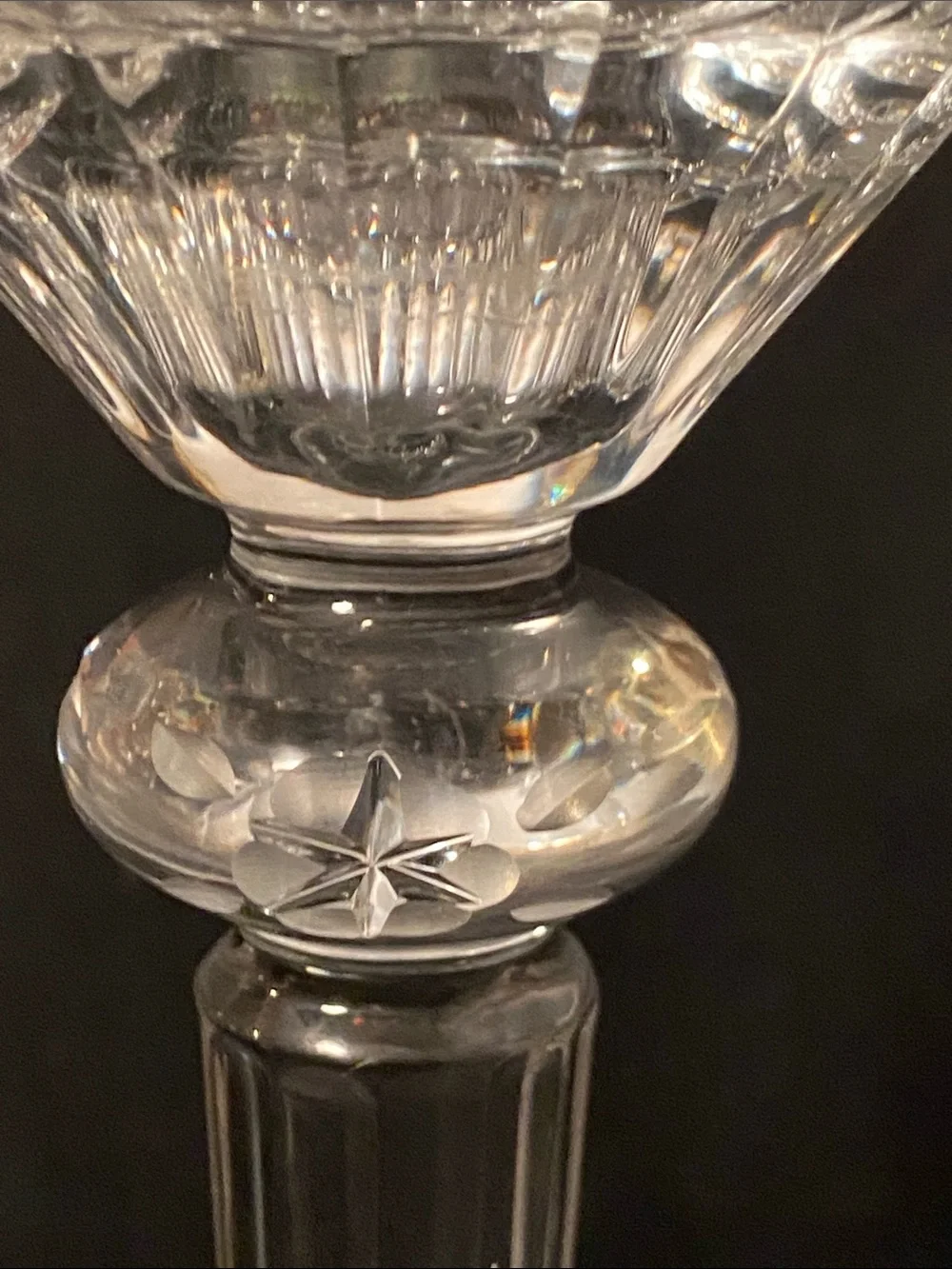 pair of Gorham Chantilly Collection crystal candlestick taper votive holders